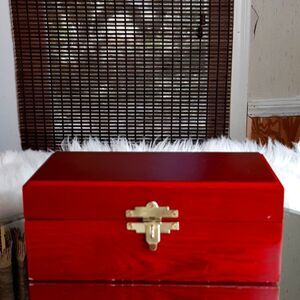 Wooden Vintage Jewelry Box Brass Hardware